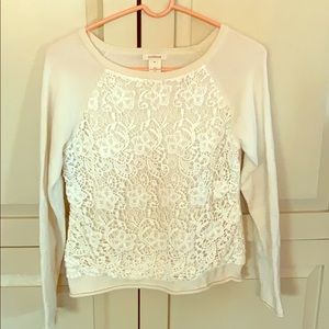 Sundance merino wool lace overlay sweater